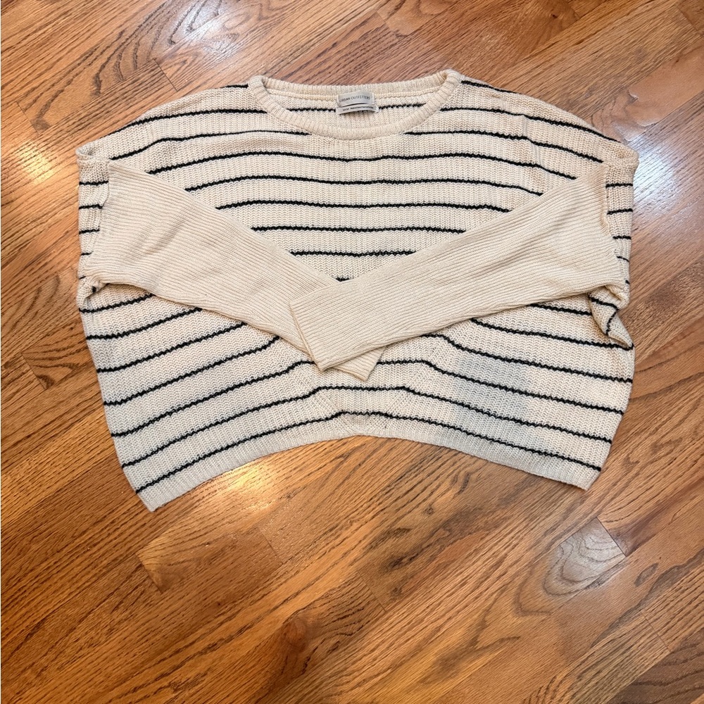 Urban Outfitters Cream and Black Striped Sweater